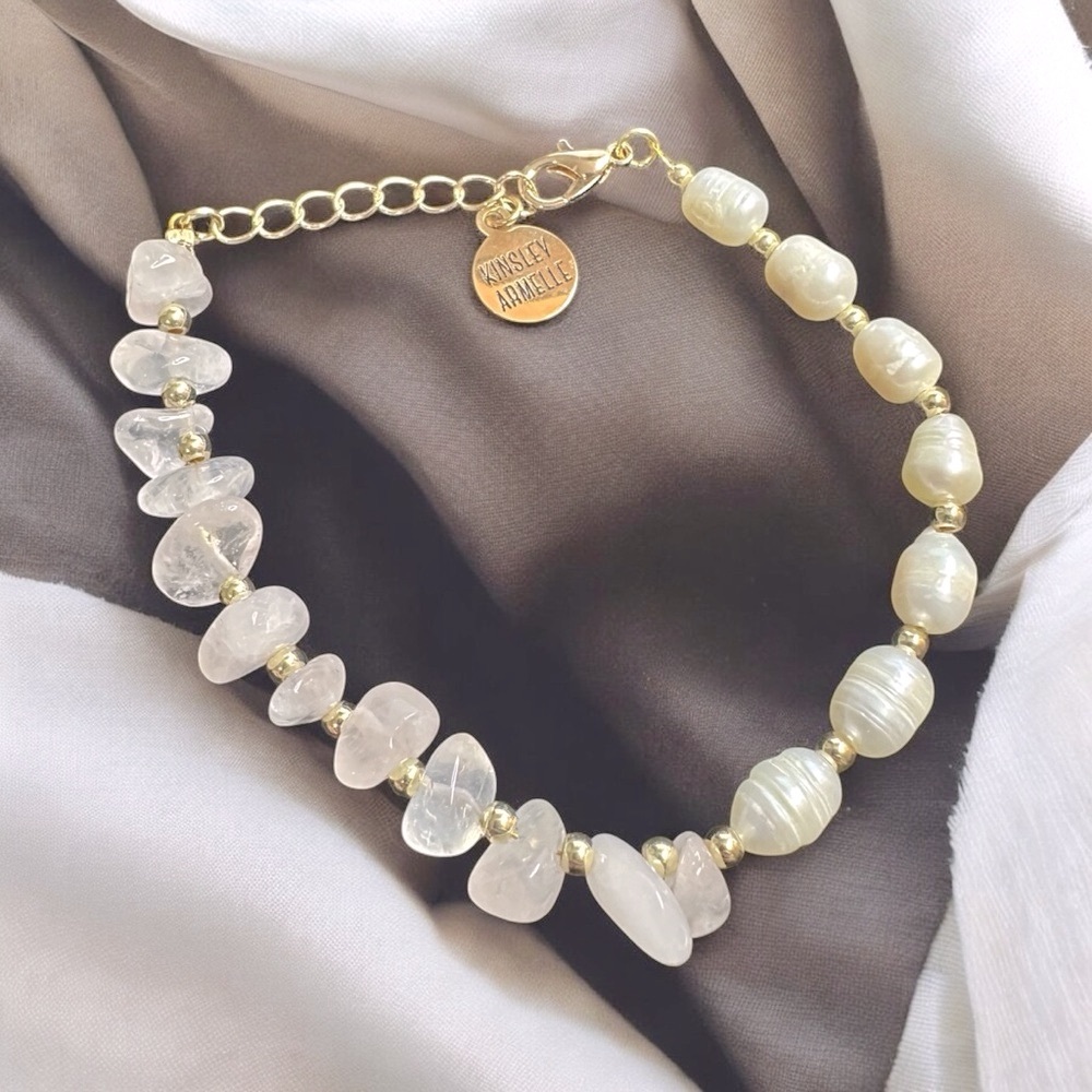 Kinsley Armelle Seaside Collection Ballet Bracelet Rose Quartz & Mother of Pearl - Picture 7 of 8